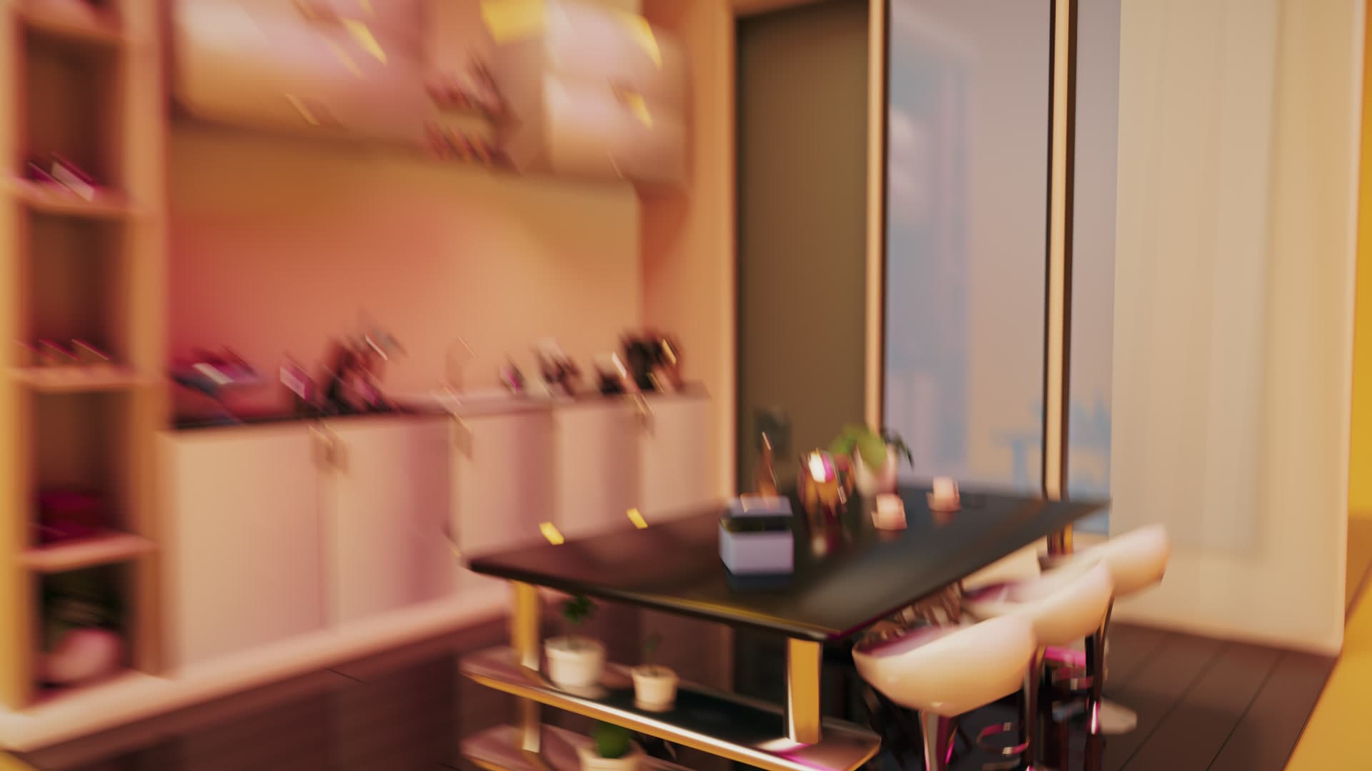 Rikkaat ja rahattomat — 3D title type between two buildings